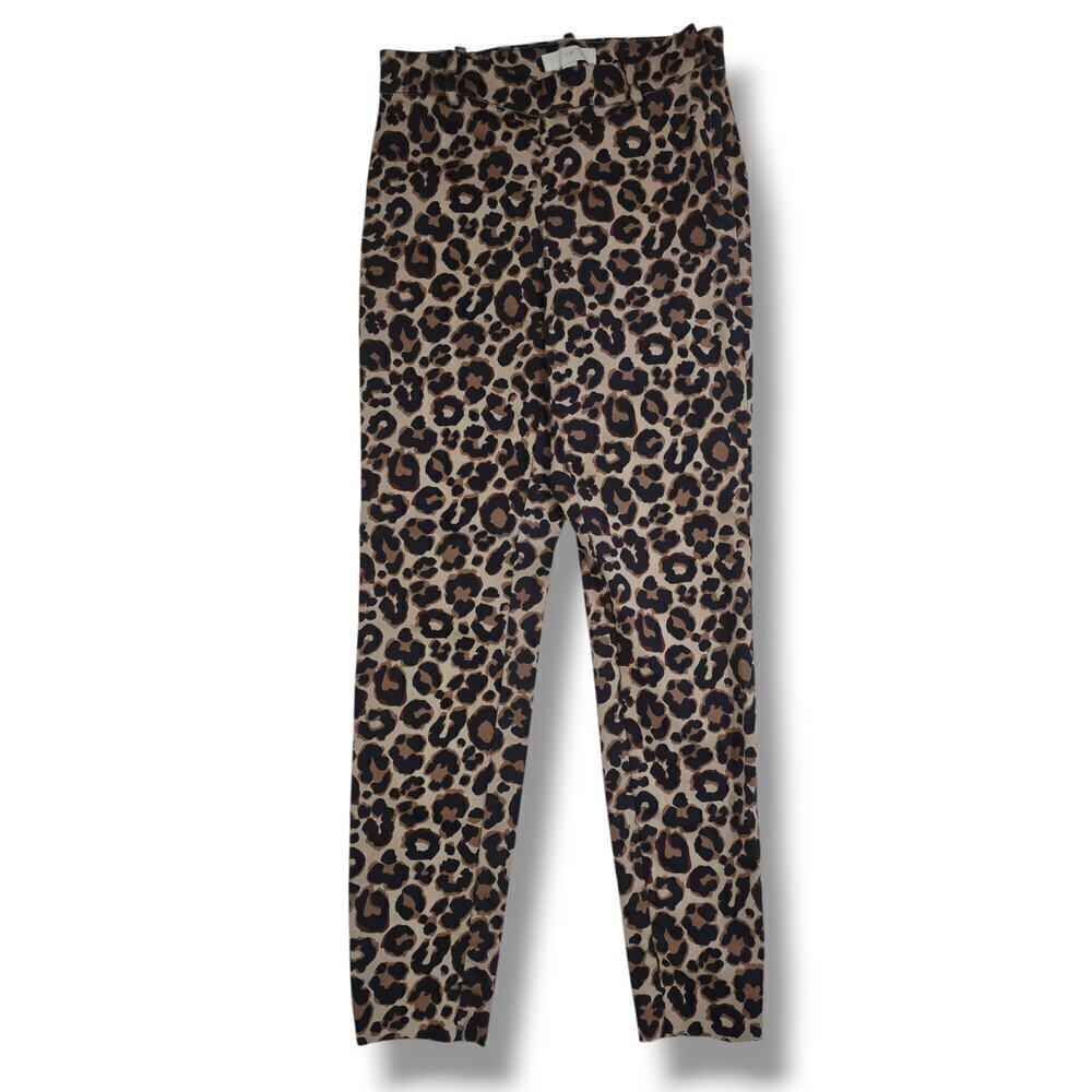 H&M women's brown animal leopard print skinny fit pants - size 2